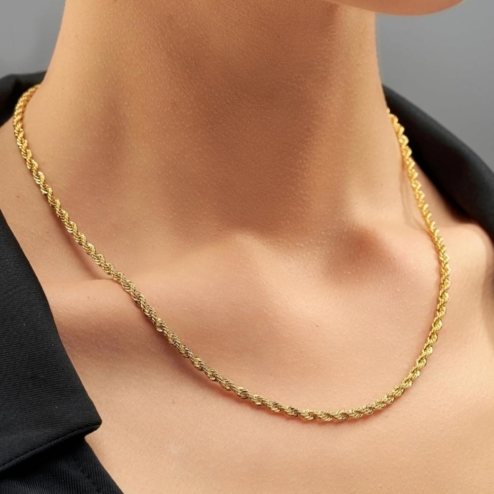 Gold rope chain necklace 18" 3mm